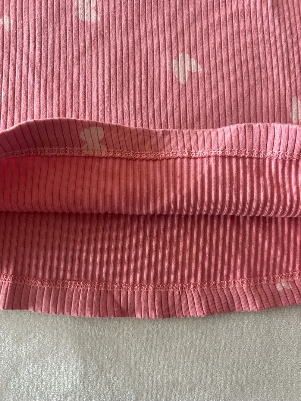Girls' Pink Ribbed Short Sleeve Top